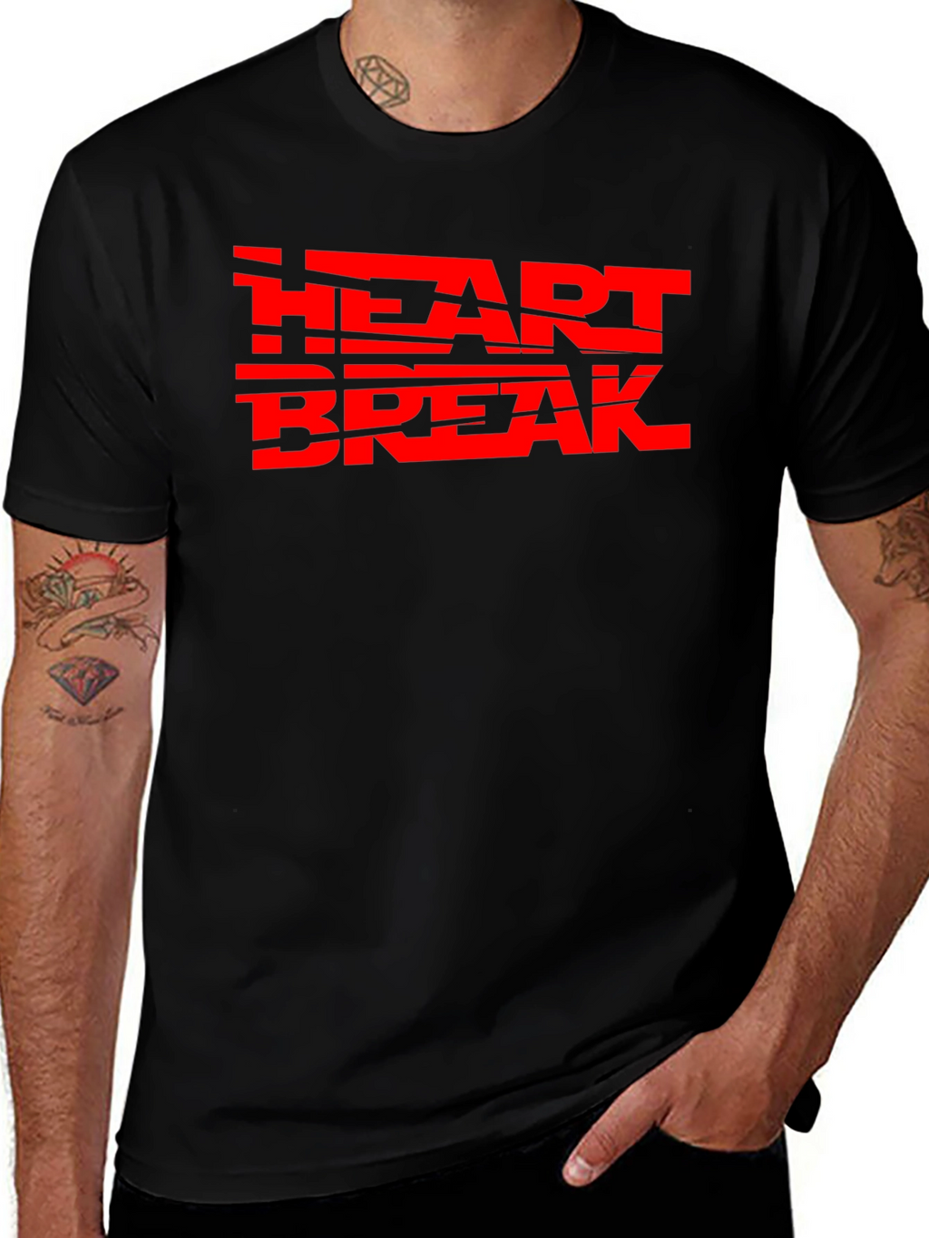 Heartbreak Red Graphic Print Black Tee