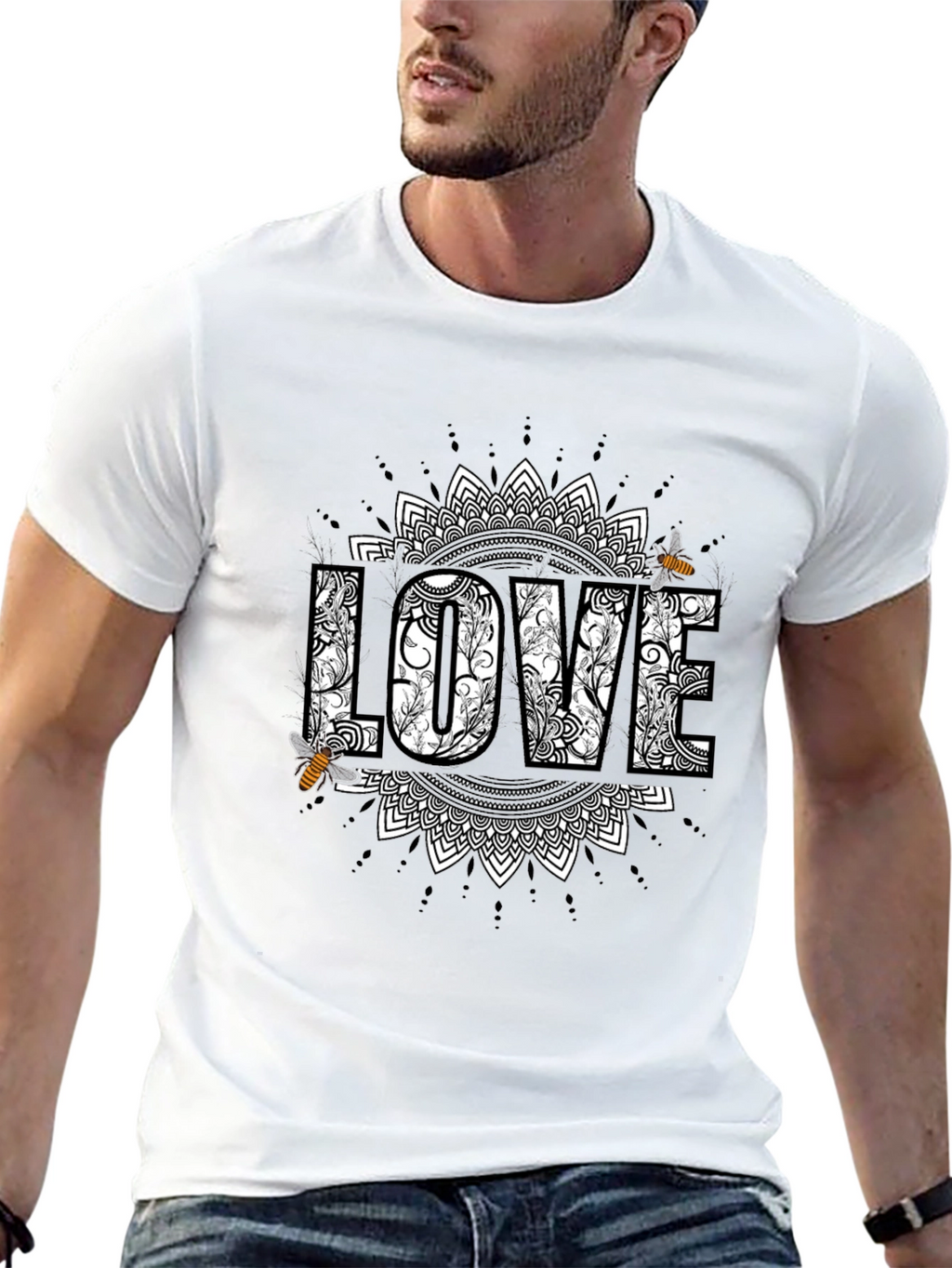 Love & Bees Graphic Tee - Black Crew Neck