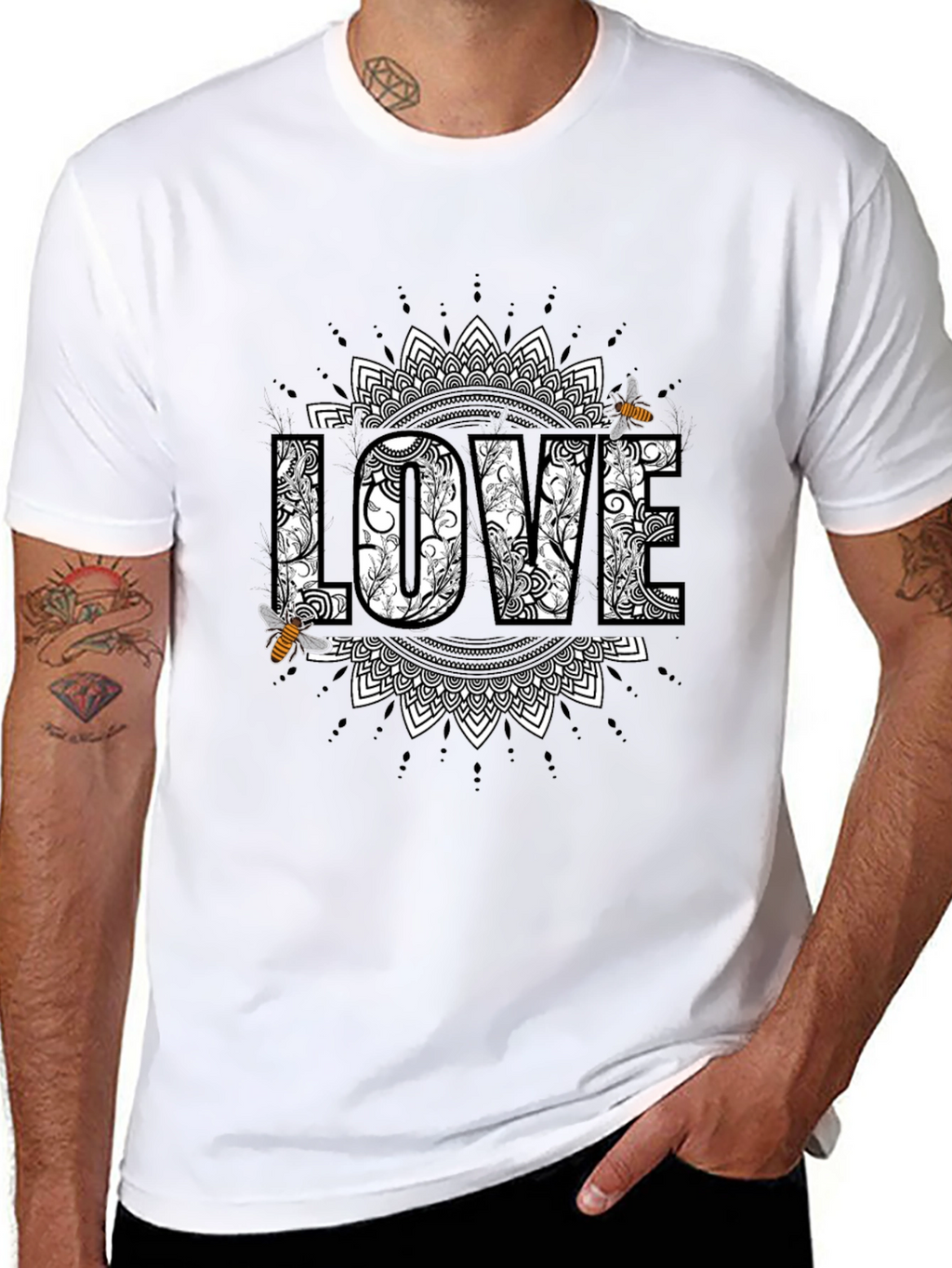 Love & Bees Graphic Tee - Black Crew Neck