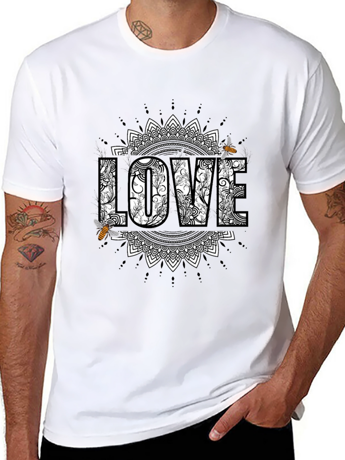 Love & Bees Graphic Tee - Black Crew Neck