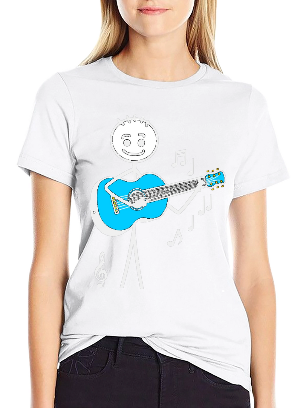 Stick Figure Guitar Player Graphic Tee