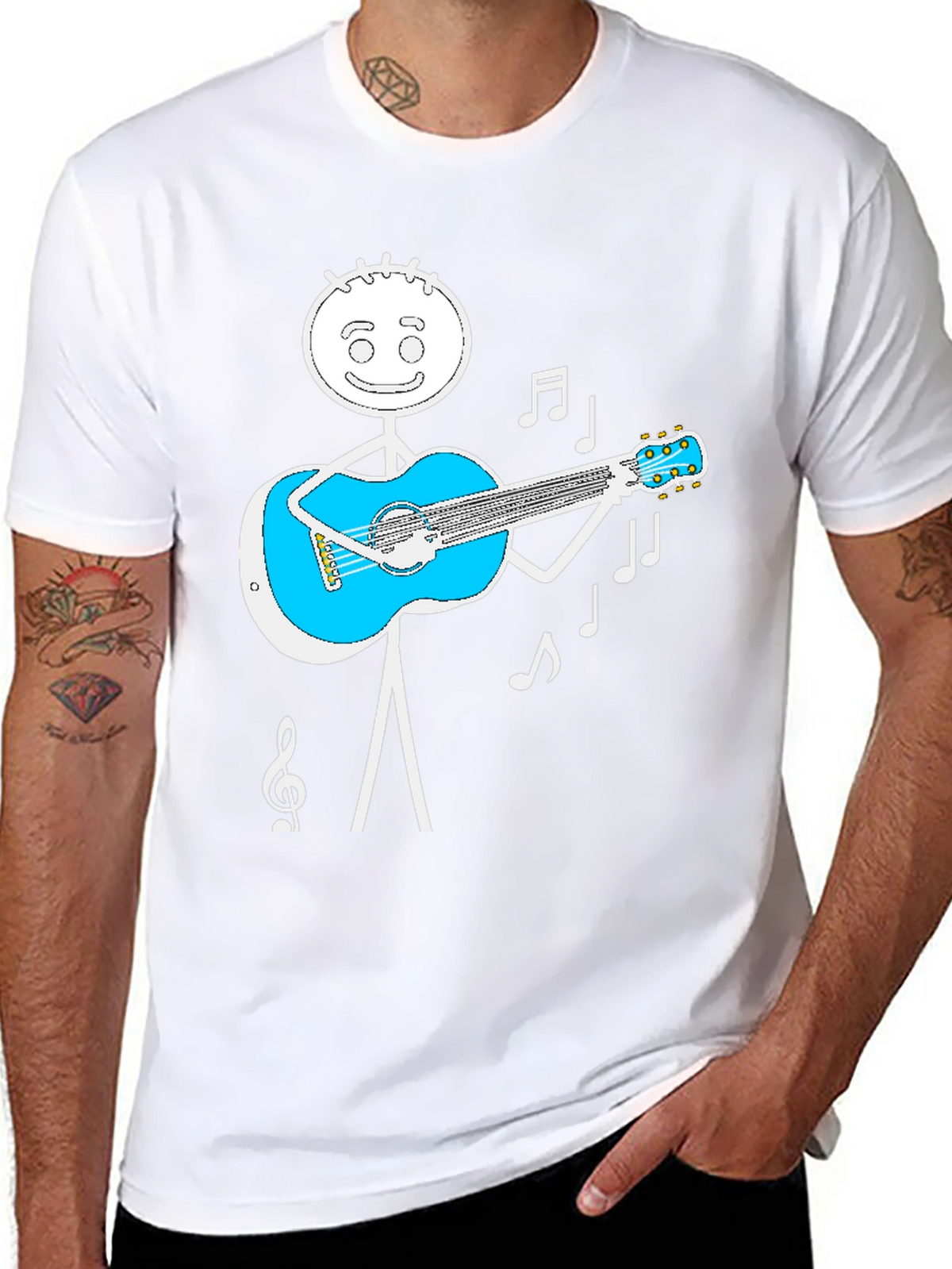 Stick Figure Guitar Player Graphic Tee