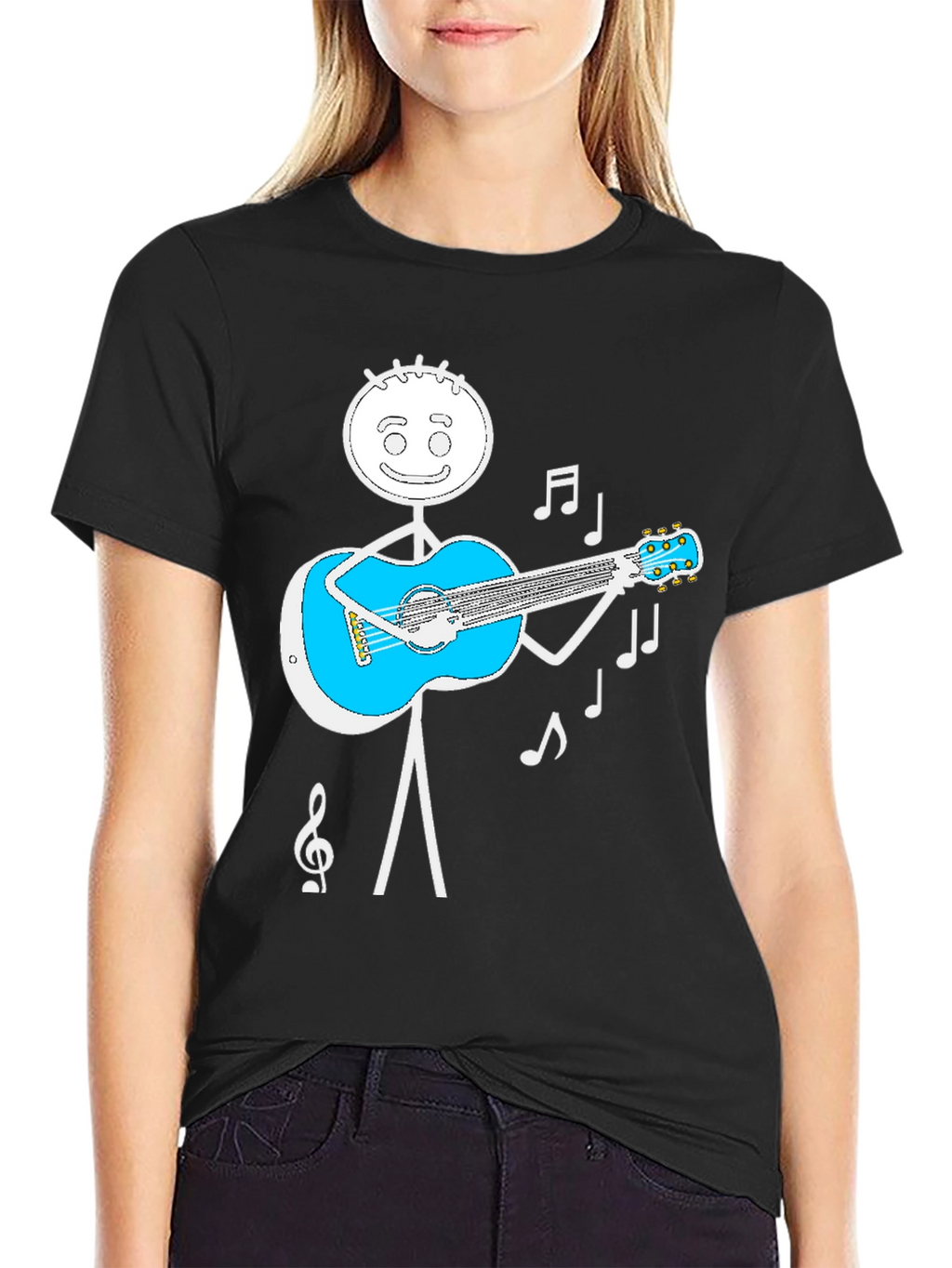 Stick Figure Guitar Player Graphic Tee