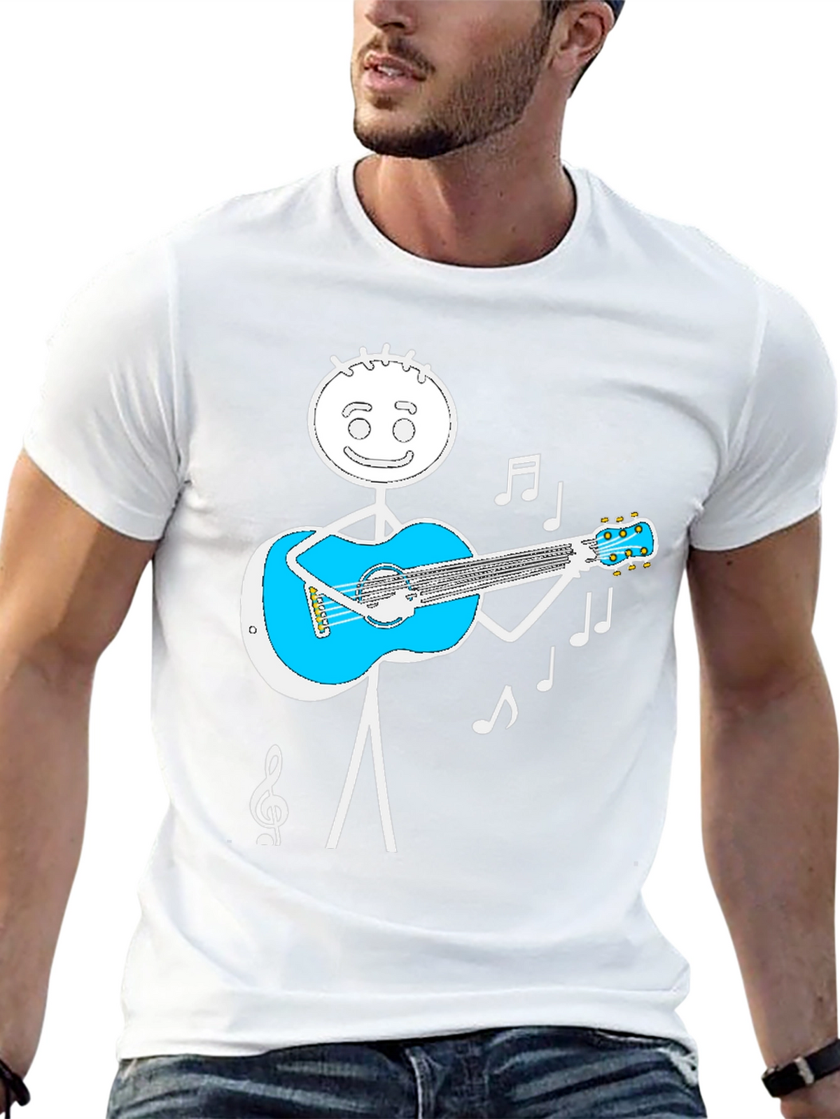Stick Figure Guitar Player Graphic Tee