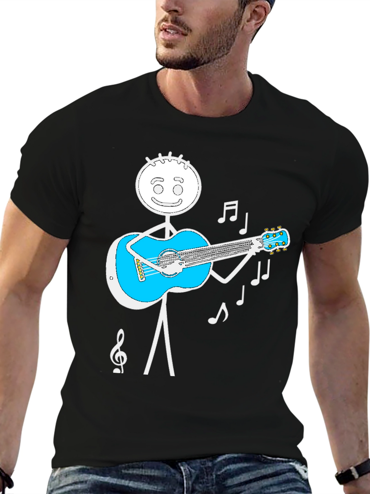 Stick Figure Guitar Player Graphic Tee
