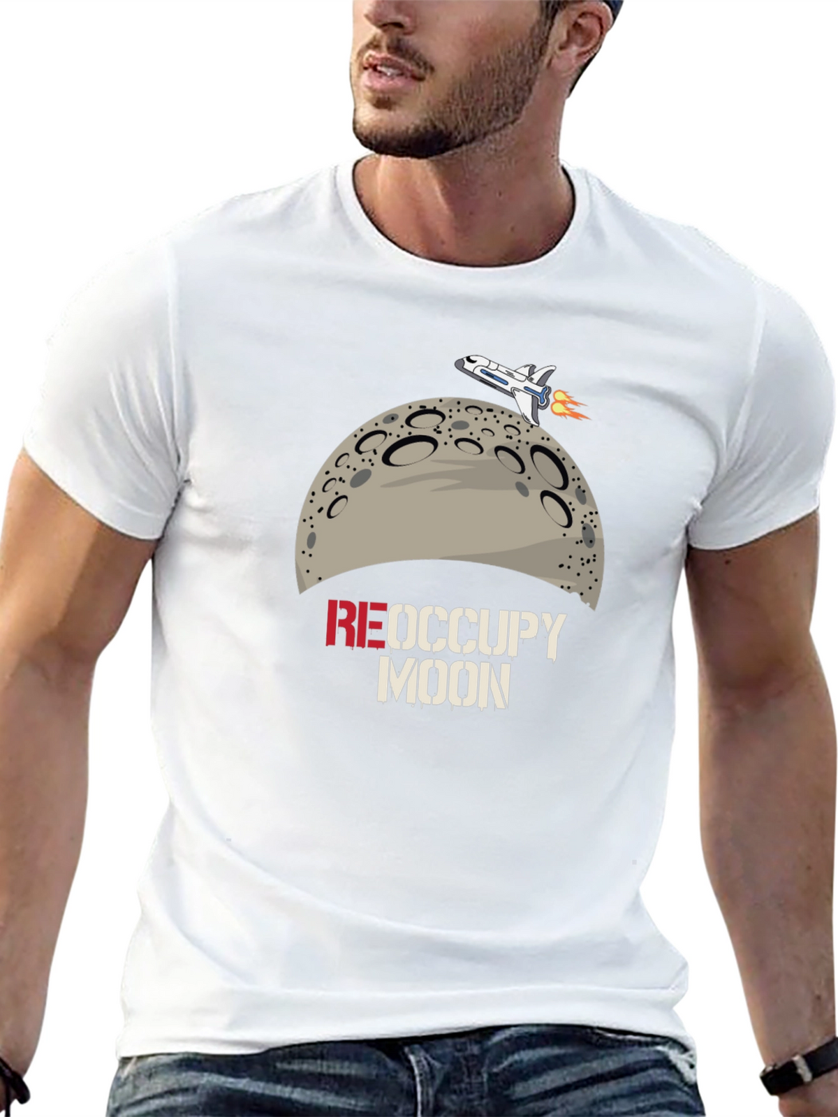 Occupy Moon Graphic T-Shirt - Space Adventure Tee