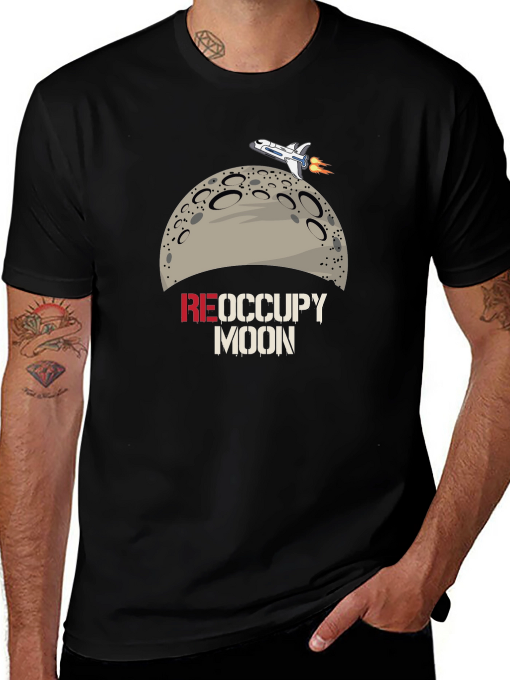 Occupy Moon Graphic T-Shirt - Space Adventure Tee
