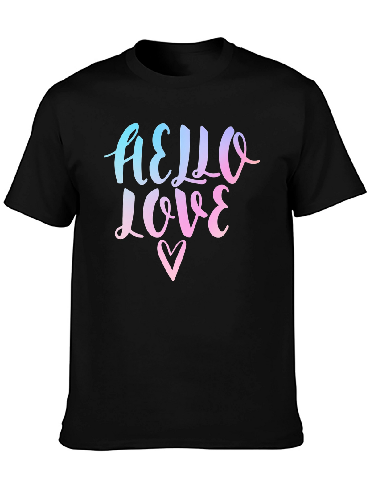 Hello Love Graphic Print Black T-Shirt