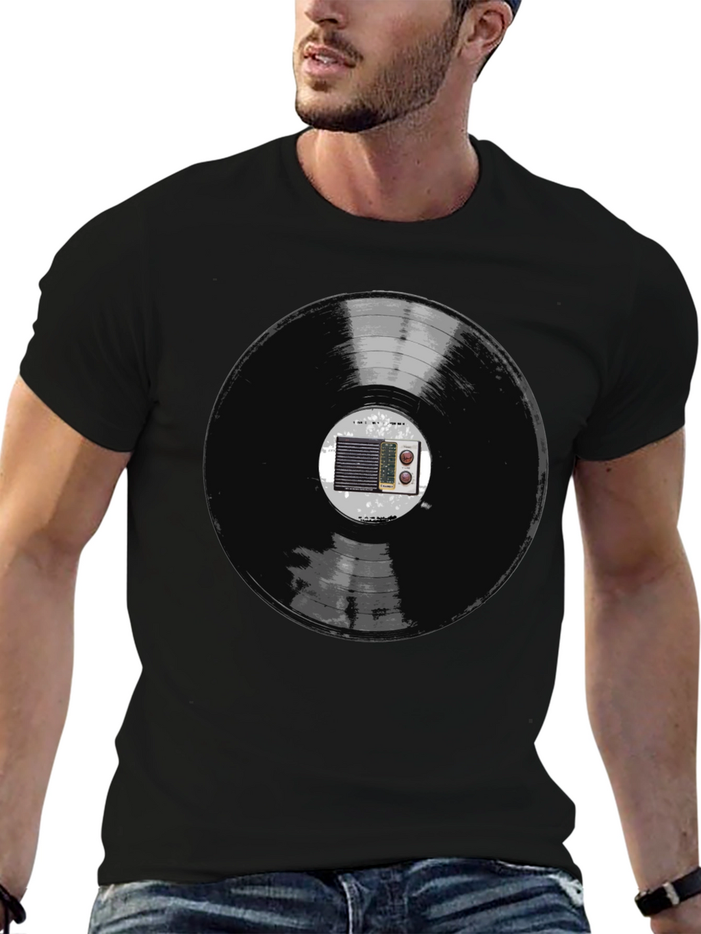 Retro Vinyl Record Radio Graphic Tee
