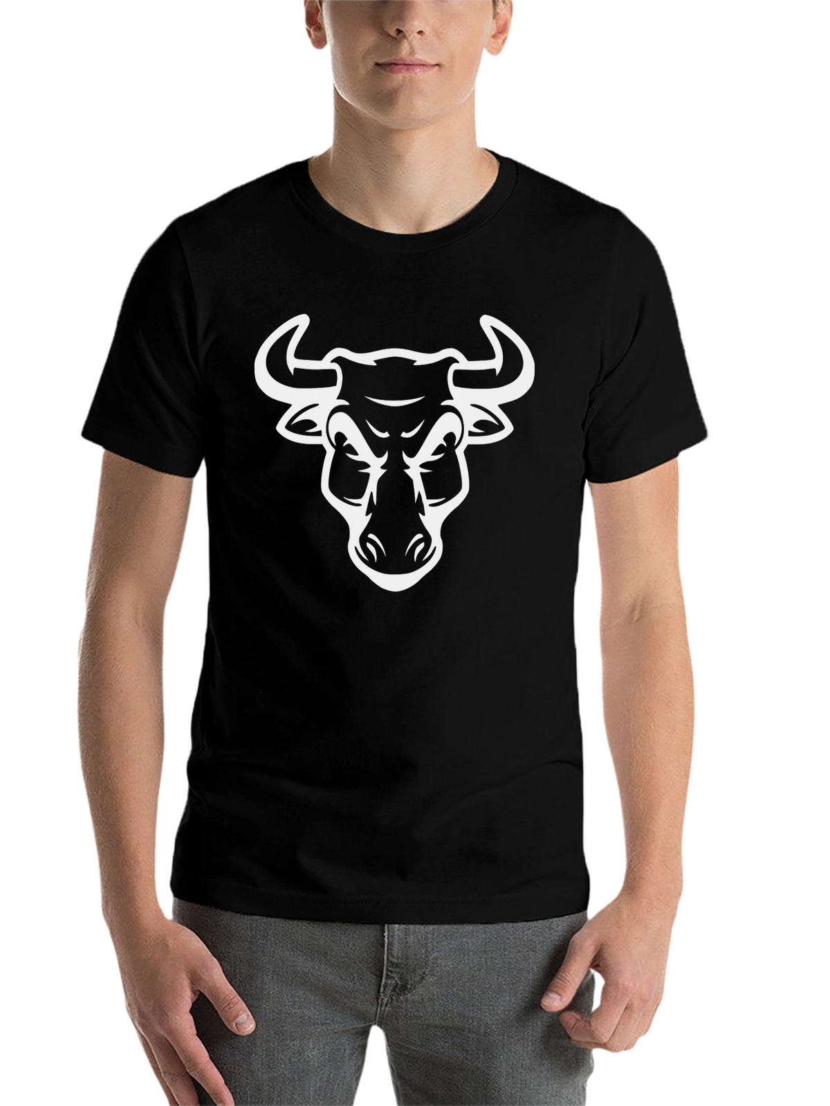 Bold Bull Graphic Tee - Black Cotton T-Shirt