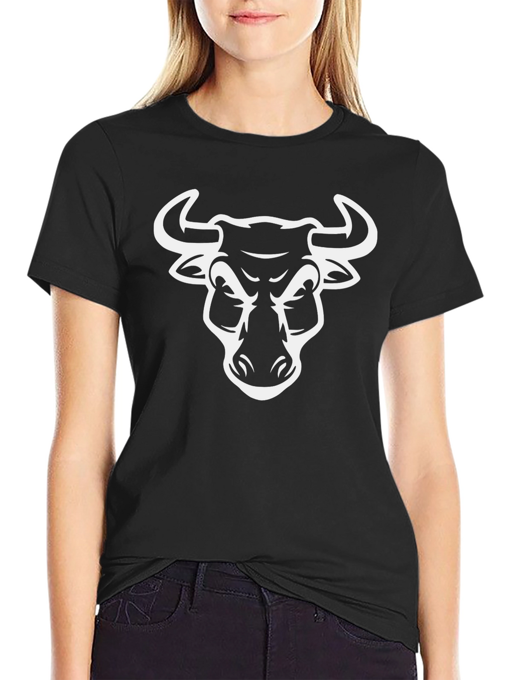 Bold Bull Graphic Tee - Black Cotton T-Shirt