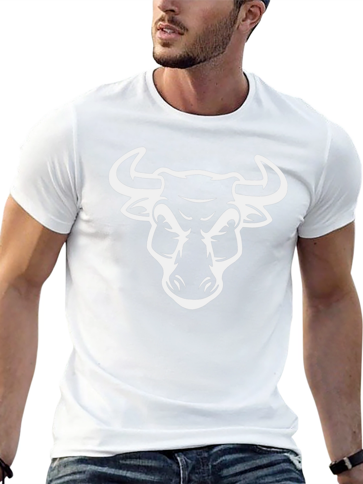 Bold Bull Graphic Tee - Black Cotton T-Shirt