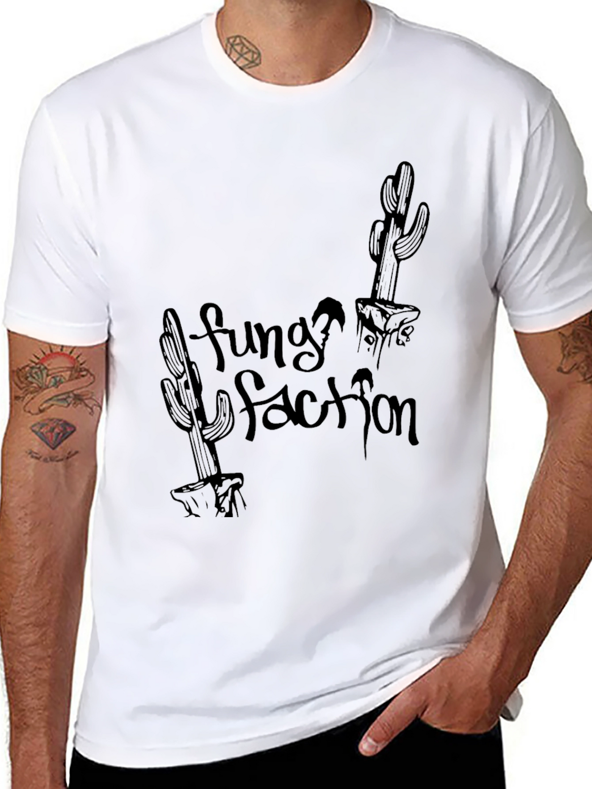 Funky Faction Cactus Graphic Black Tee