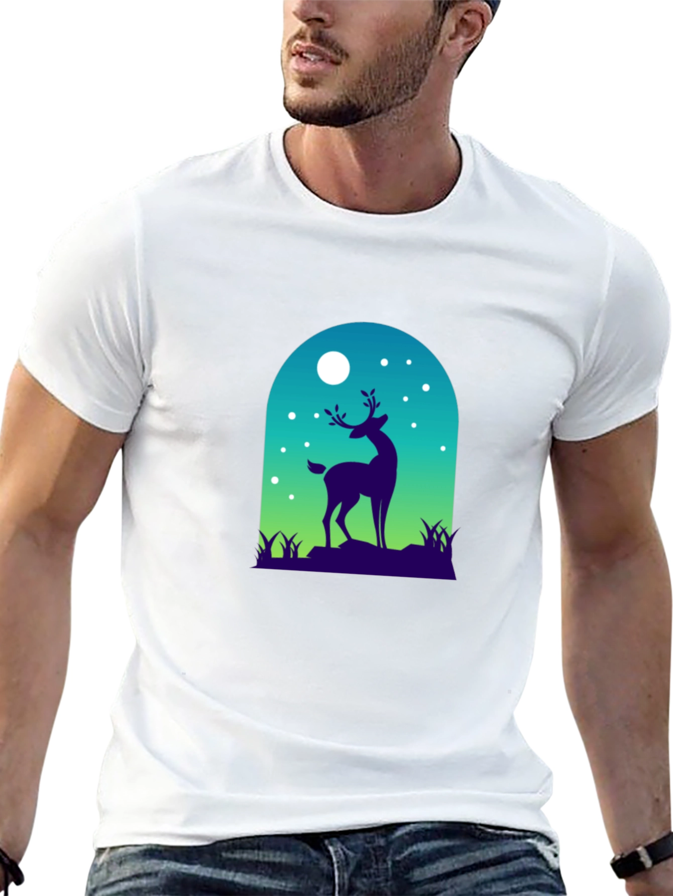Deer Silhouette Graphic Tee - Nature Inspired Design