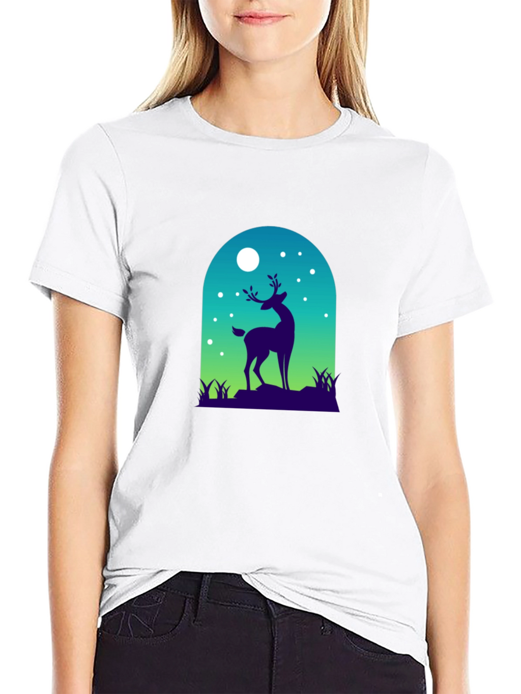 Deer Silhouette Graphic Tee - Nature Inspired Design