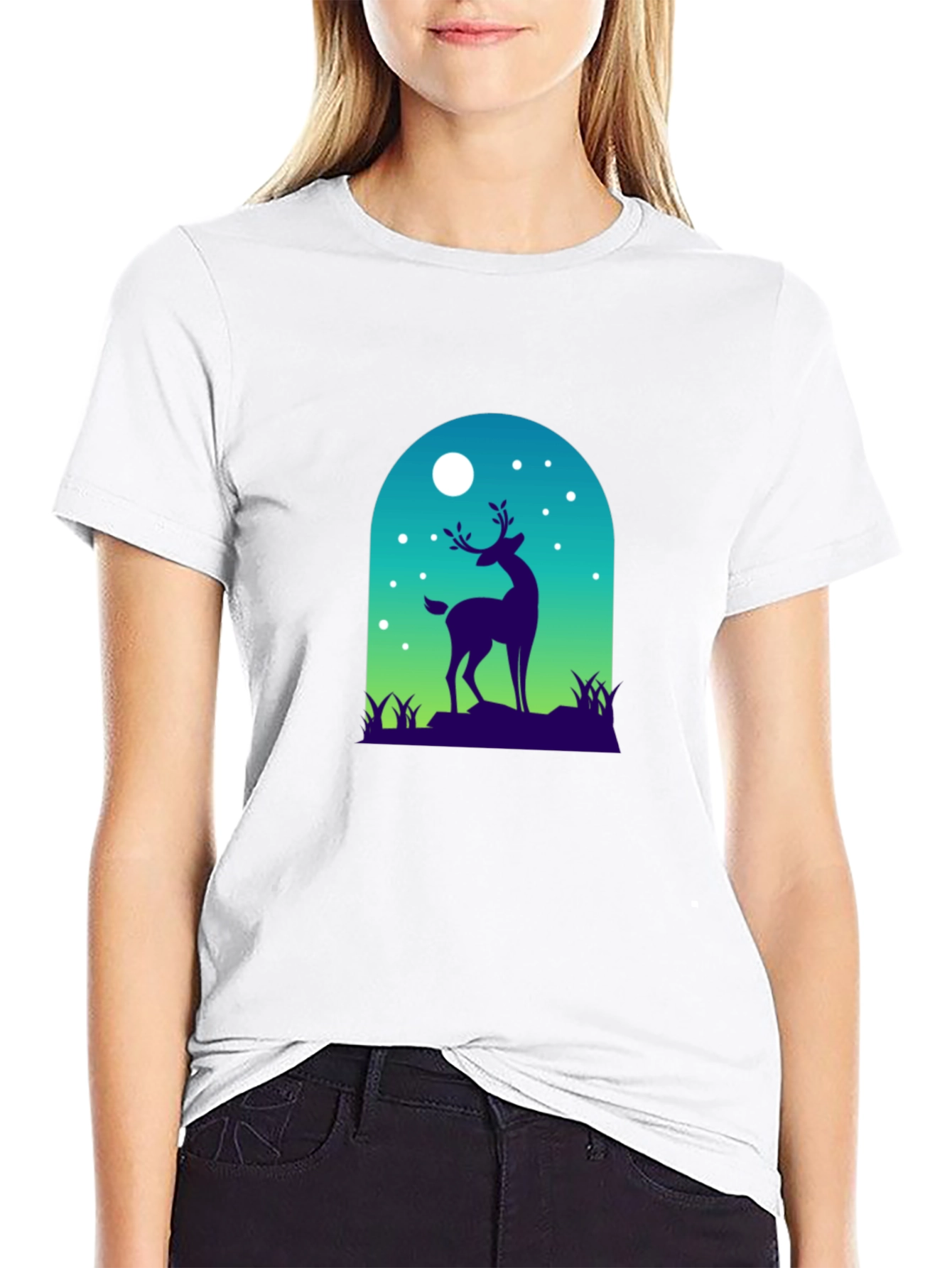 Deer Silhouette Graphic Tee - Nature Inspired Design