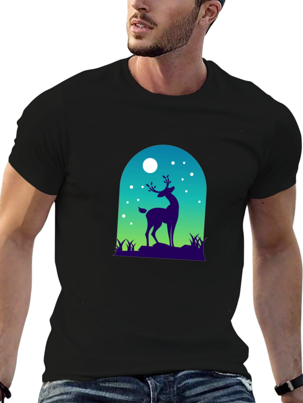 Deer Silhouette Graphic Tee - Nature Inspired Design