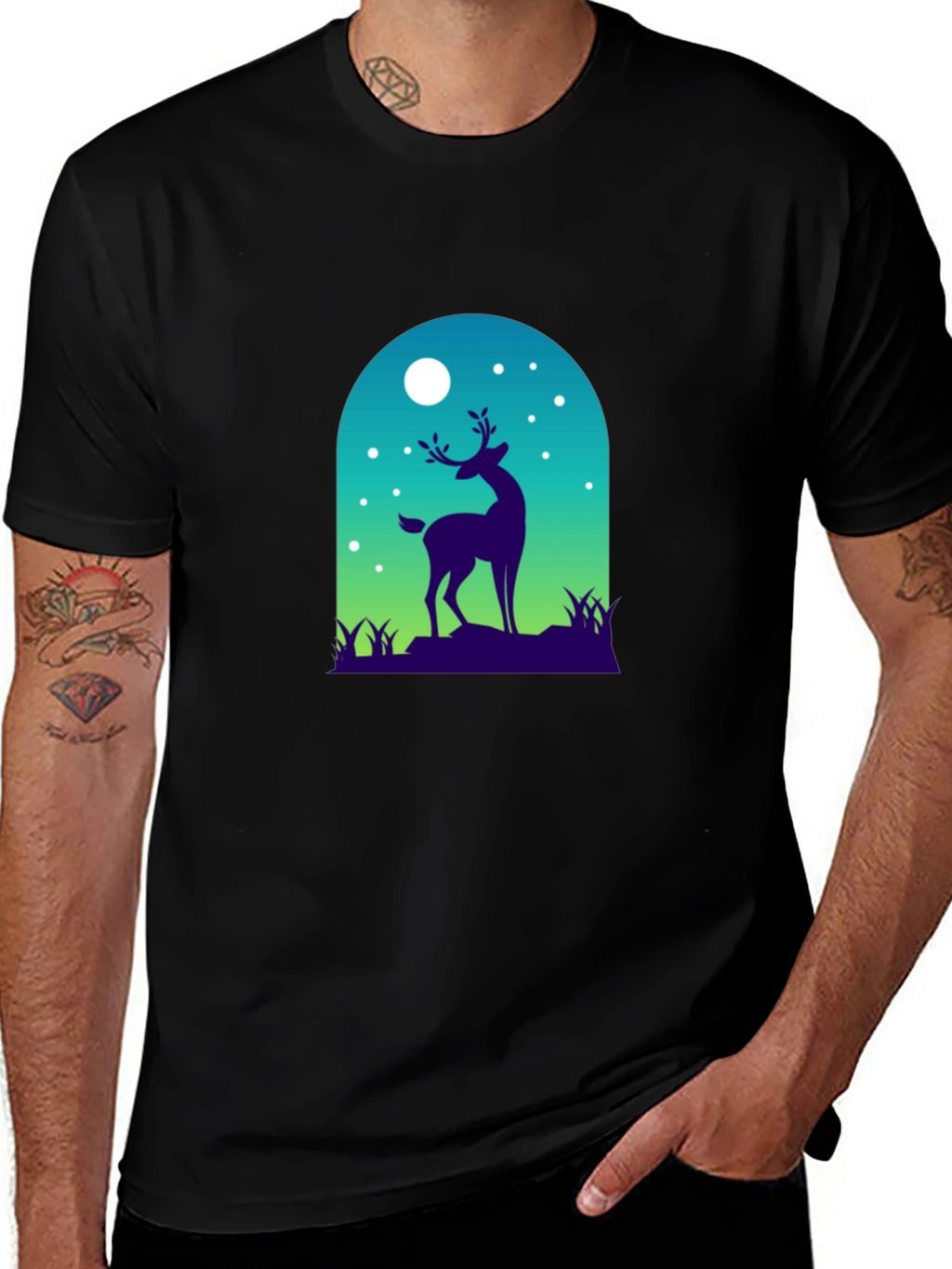 Deer Silhouette Graphic Tee - Nature Inspired Design