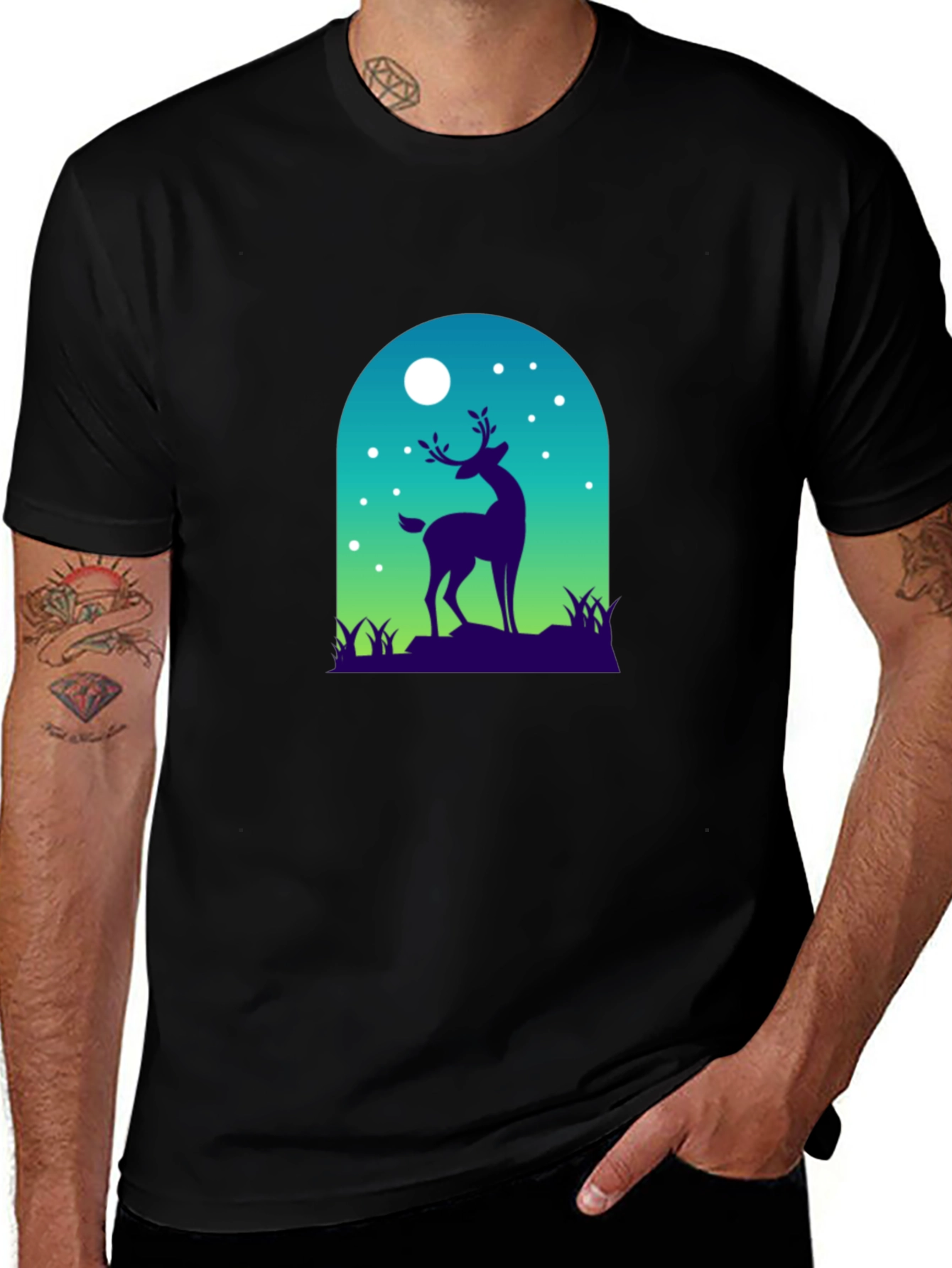 Deer Silhouette Graphic Tee - Nature Inspired Design