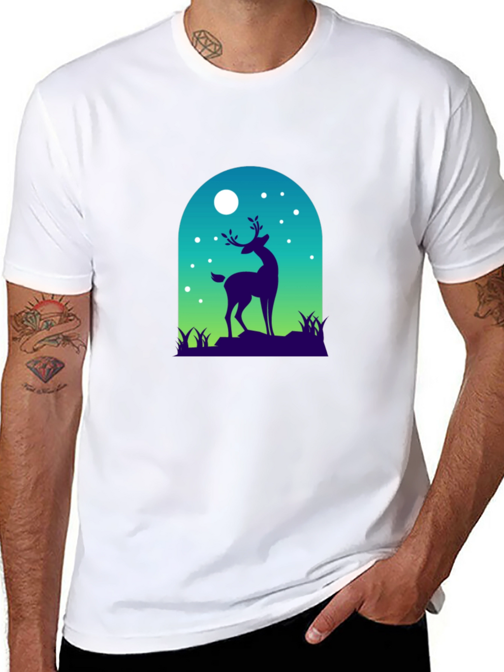 Deer Silhouette Graphic Tee - Nature Inspired Design