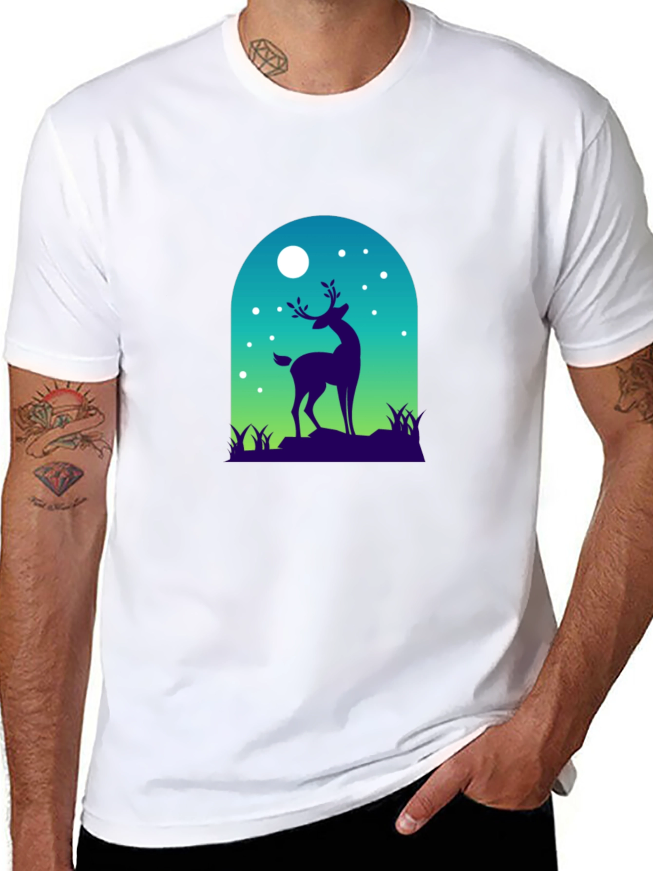 Deer Silhouette Graphic Tee - Nature Inspired Design
