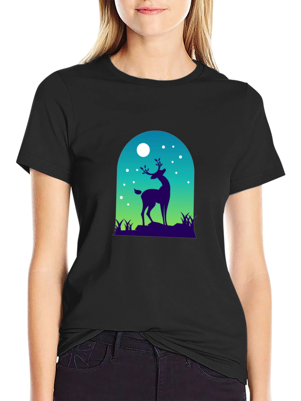 Deer Silhouette Graphic Tee - Nature Inspired Design