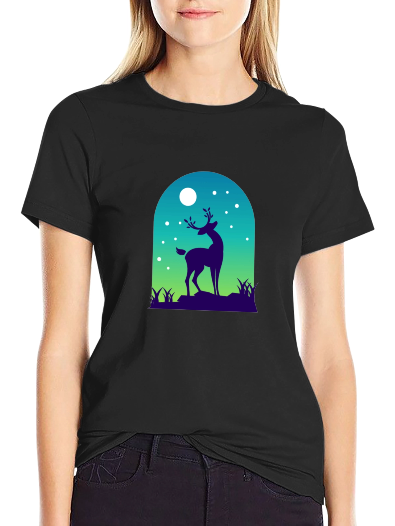 Deer Silhouette Graphic Tee - Nature Inspired Design