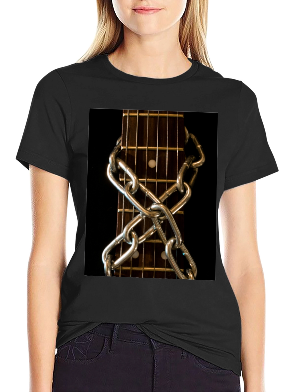 Guitar Neck & Chain Graphic T-Shirt