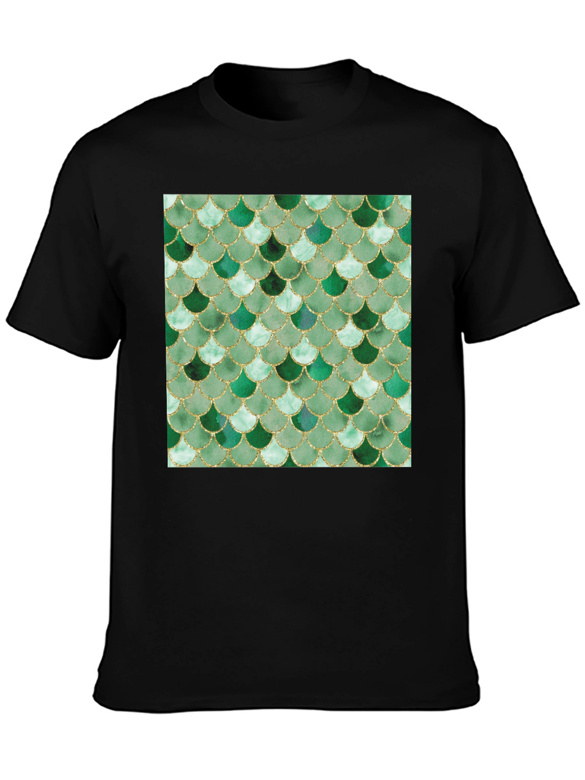 Green Scale Print Black T-Shirt - Stylish Casual Wear