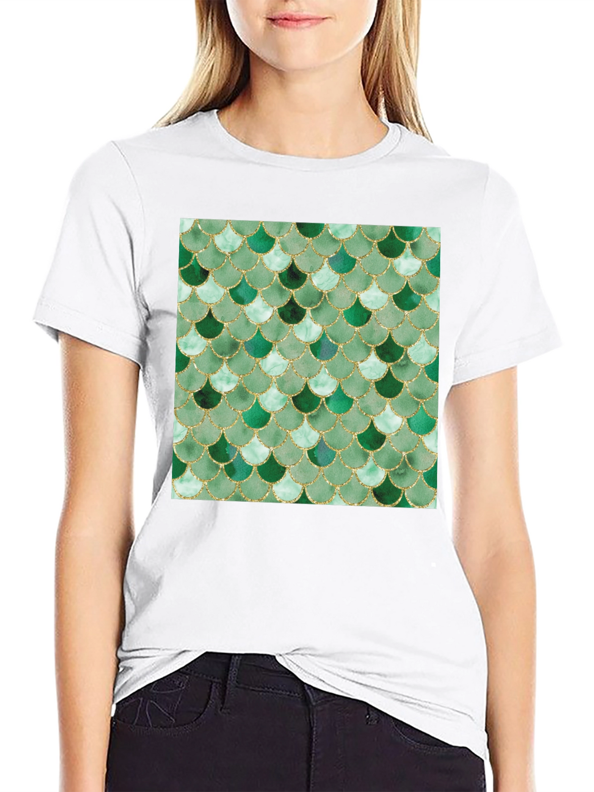 Green Scale Print Black T-Shirt - Stylish Casual Wear