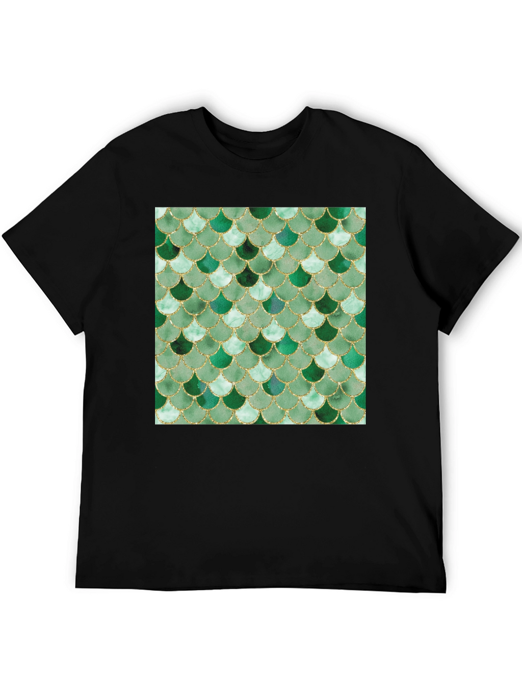 Green Scale Print Black T-Shirt - Stylish Casual Wear
