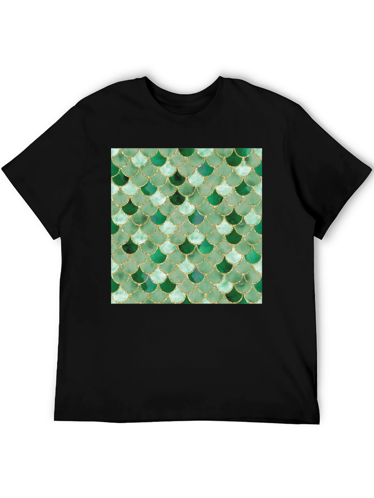 Green Scale Print Black T-Shirt - Stylish Casual Wear