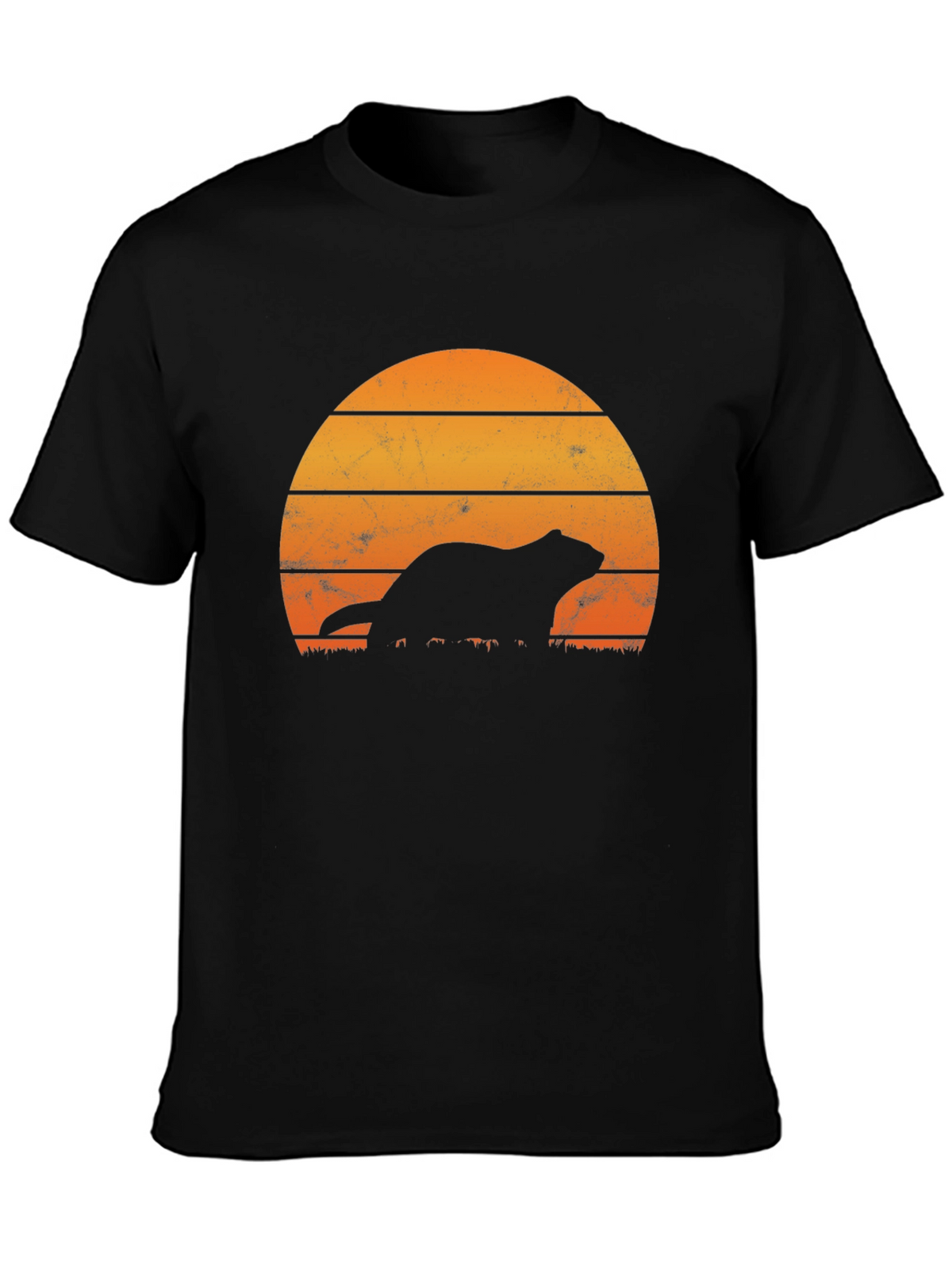 Retro Sunset Otter Silhouette T-Shirt
