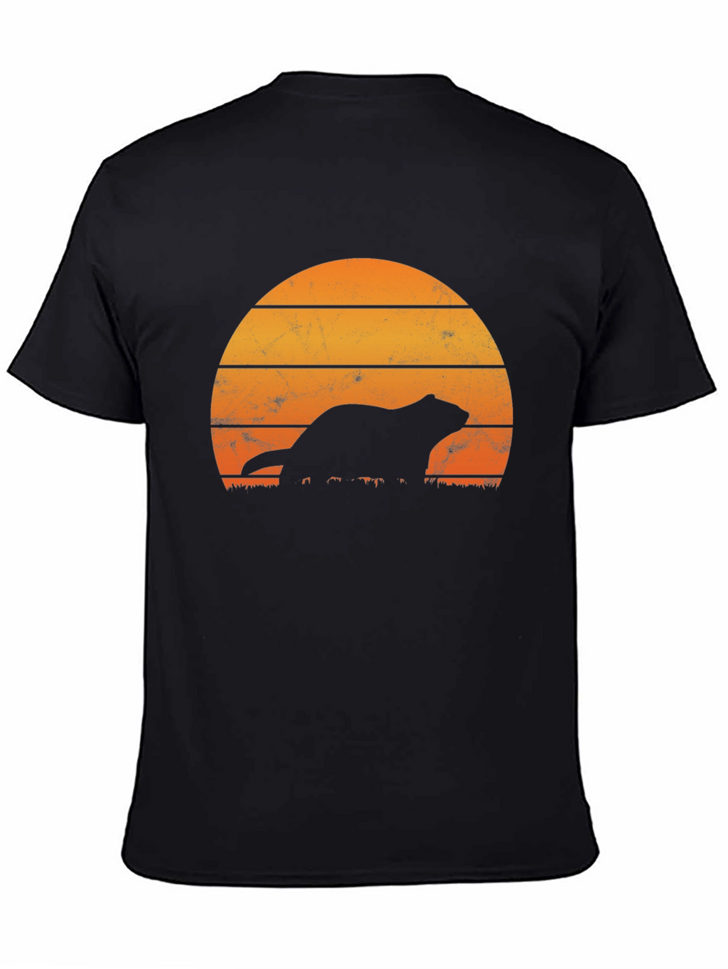 Retro Sunset Otter Silhouette T-Shirt
