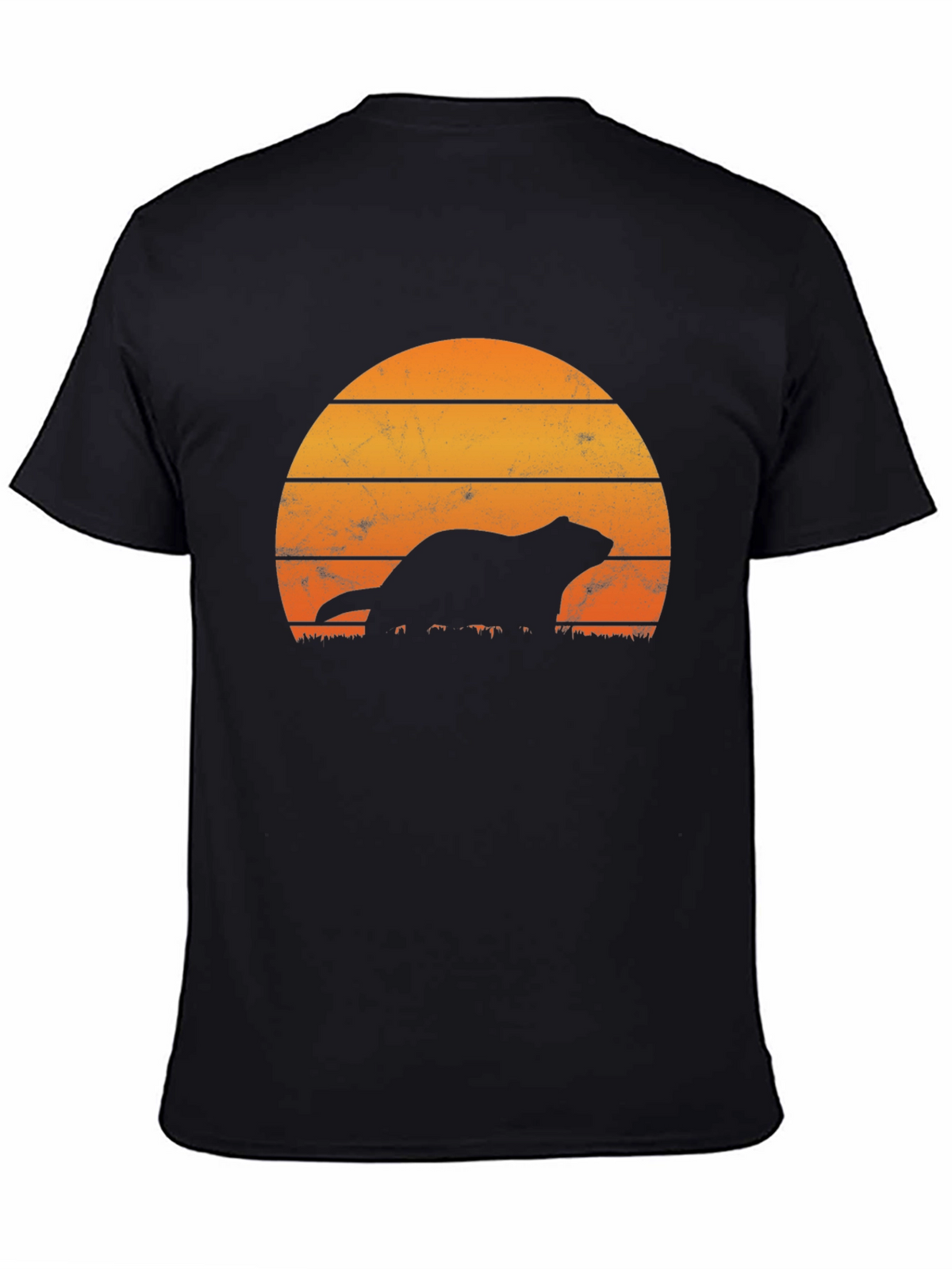 Retro Sunset Otter Silhouette T-Shirt