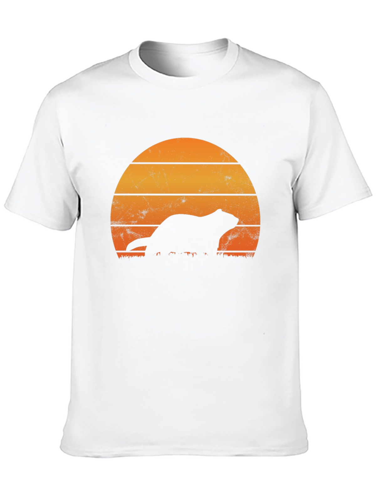 Retro Sunset Otter Silhouette T-Shirt