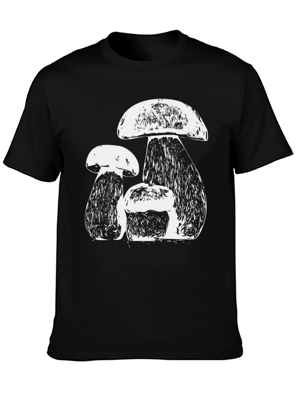 Mushroom Graphic Tee - Black Cotton T-Shirt