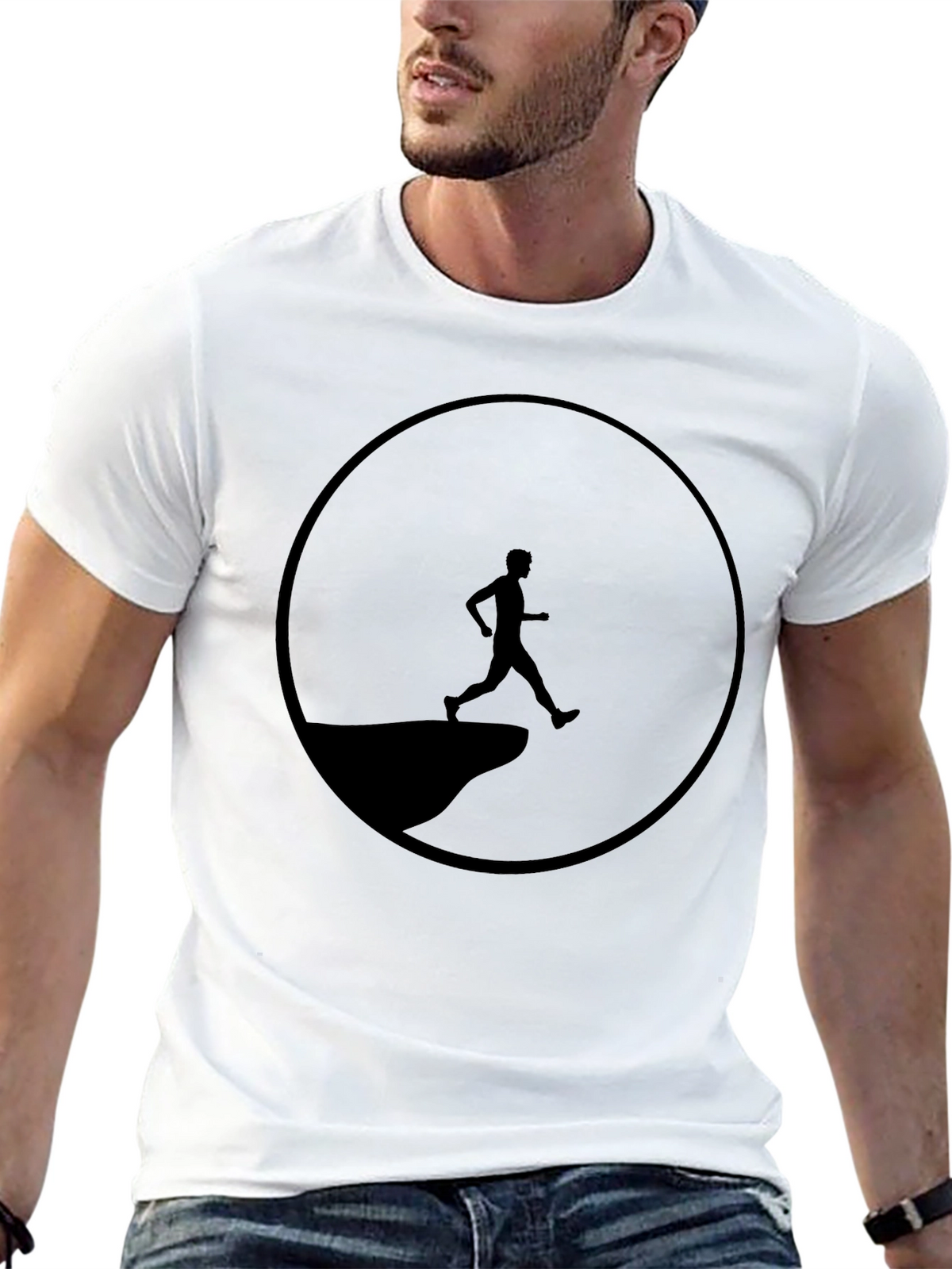 Cliff Jump Black Graphic Tee for Men