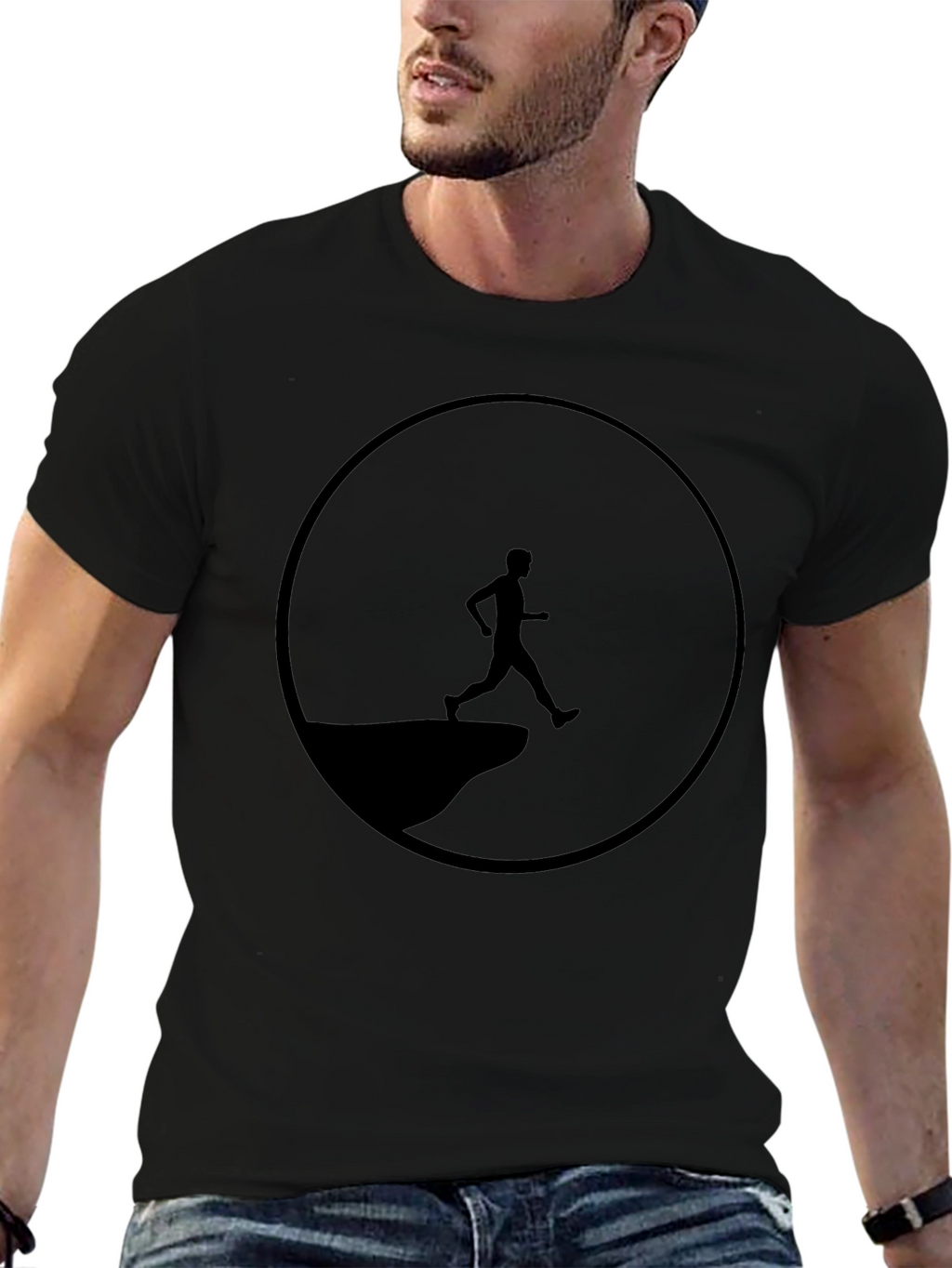 Cliff Jump Black Graphic Tee for Men