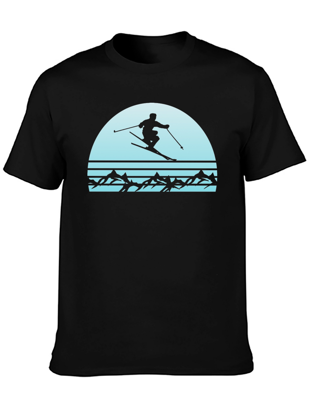 Retro Skiing T-Shirt - Mountain Scene