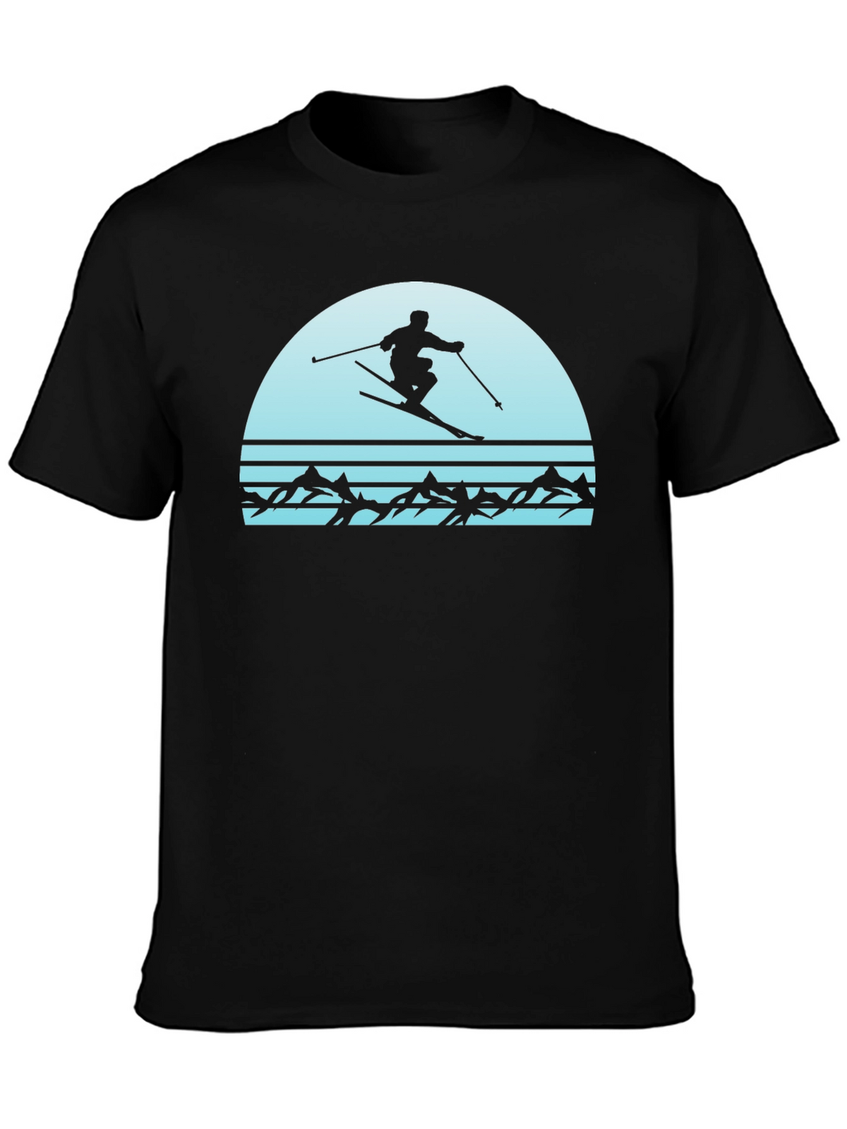 Retro Skiing T-Shirt - Mountain Scene
