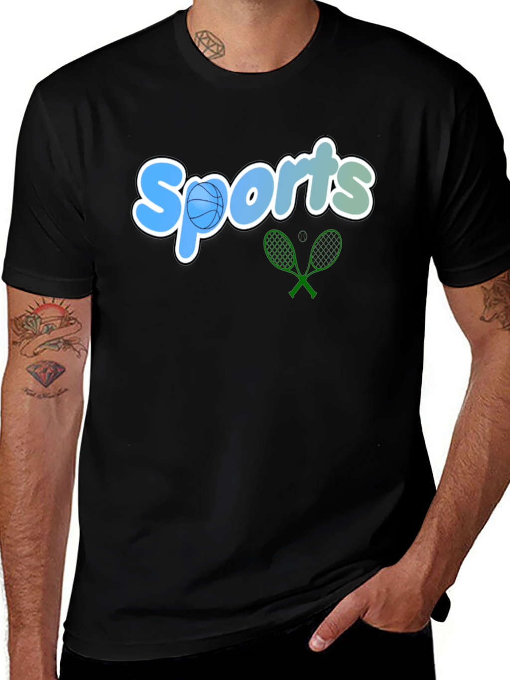 Sports Graphic Tee - Black Casual T-Shirt