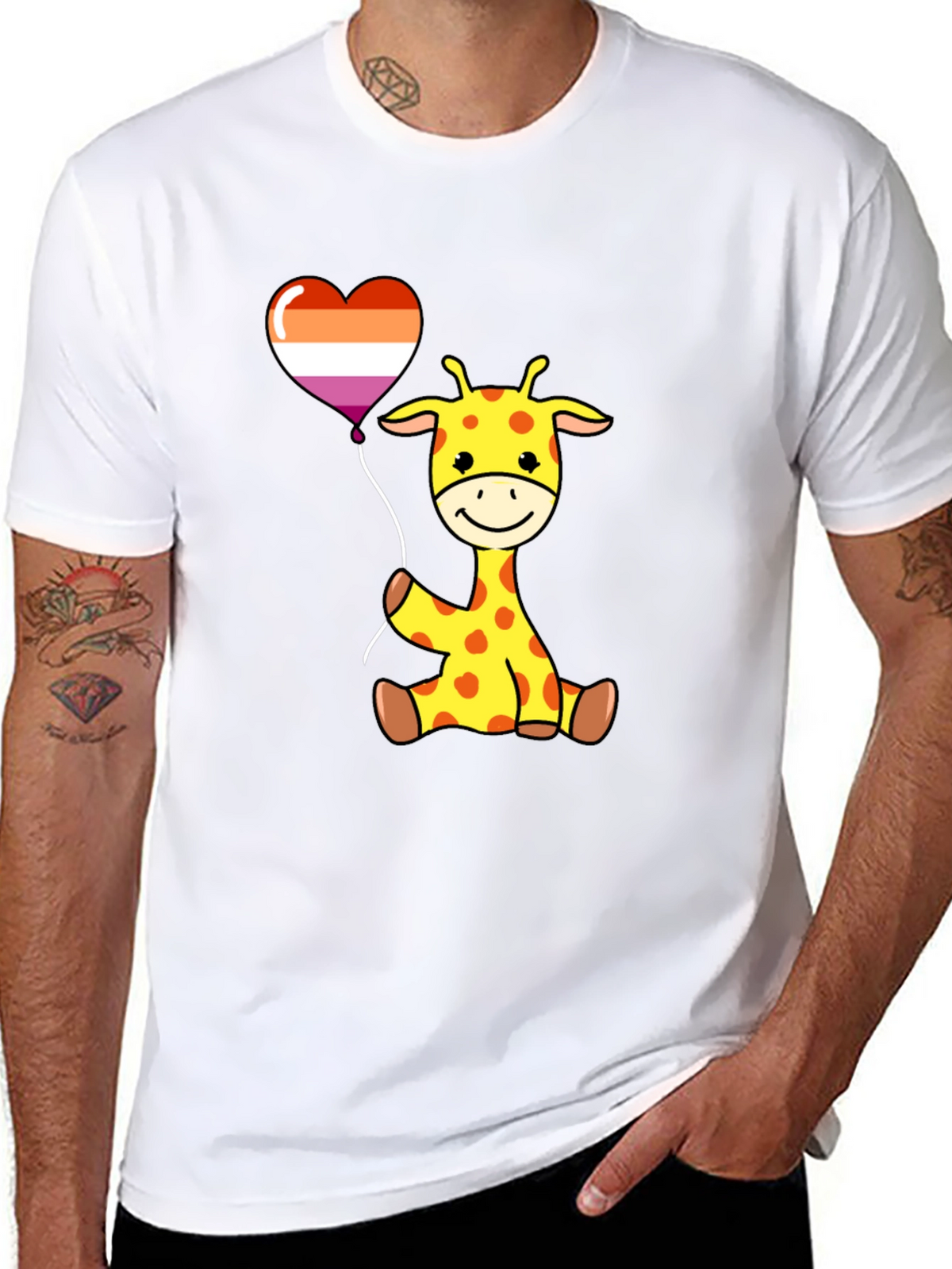 Giraffe Lesbian Pride Heart Balloon T-Shirt