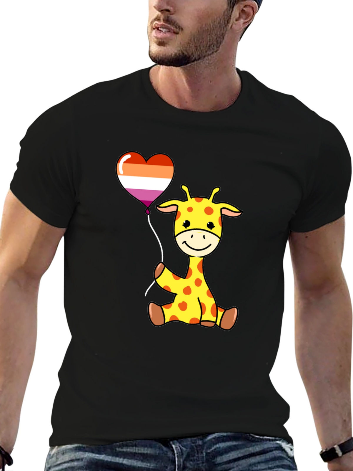 Giraffe Lesbian Pride Heart Balloon T-Shirt