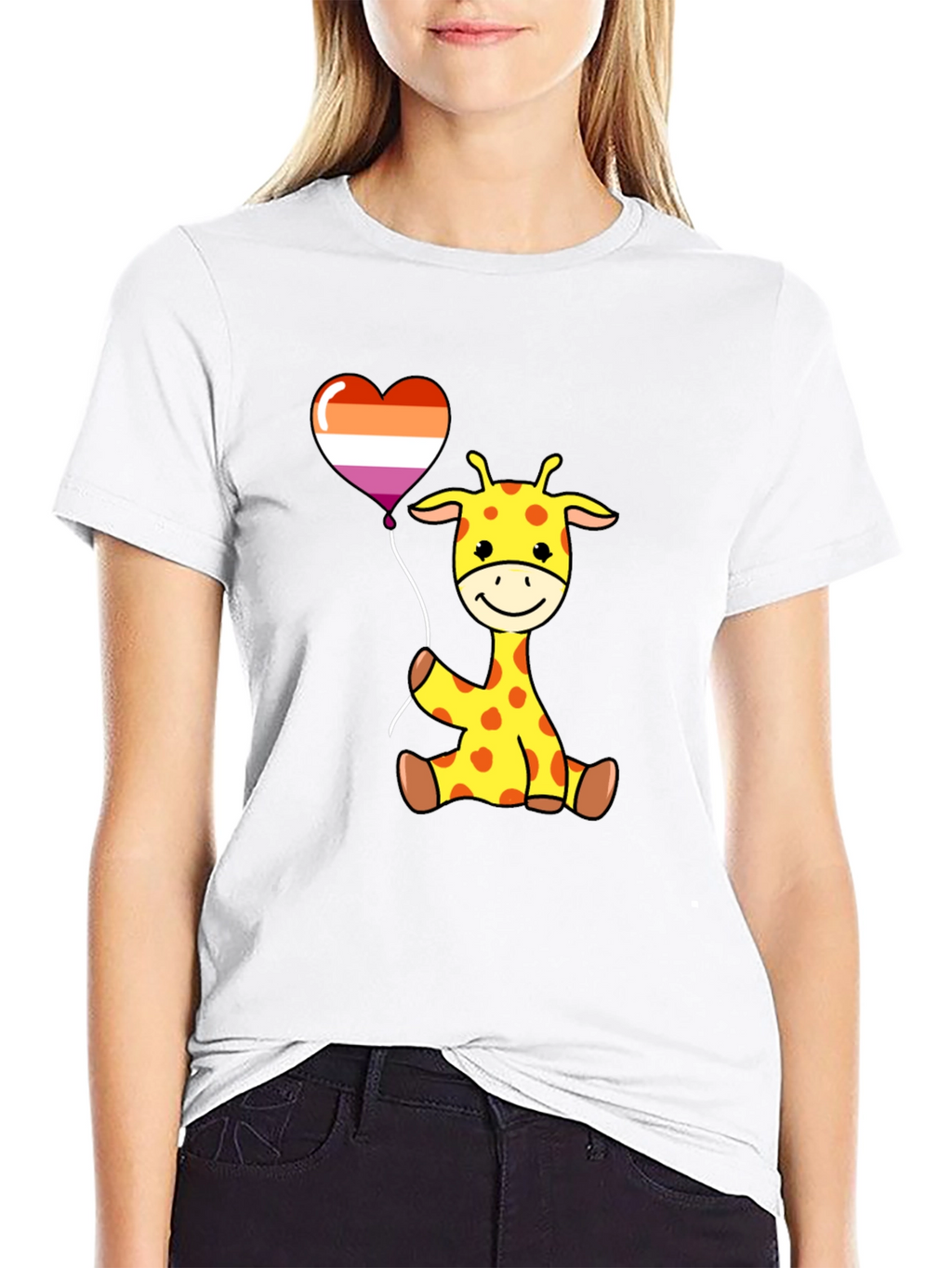 Giraffe Lesbian Pride Heart Balloon T-Shirt