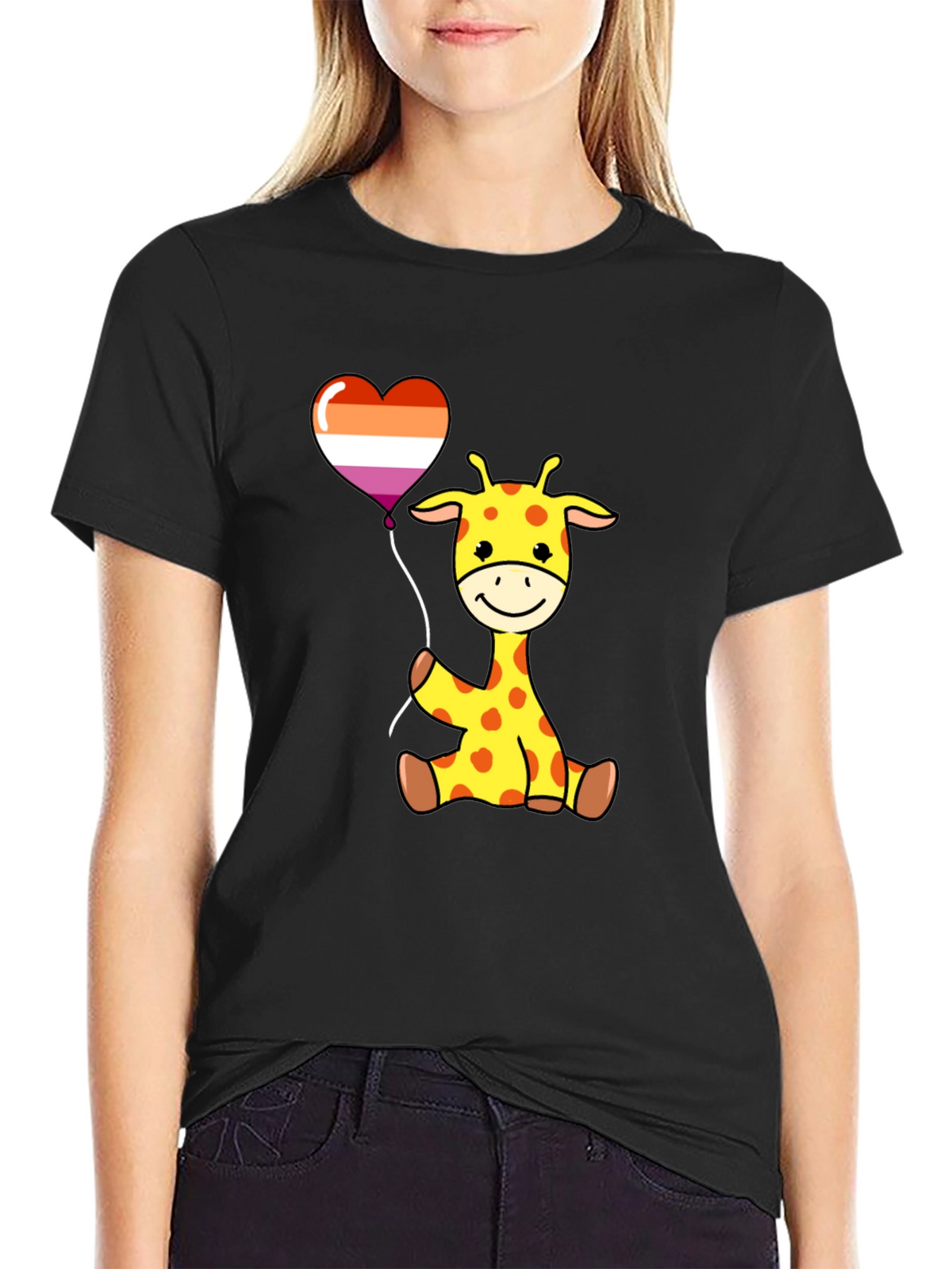 Giraffe Lesbian Pride Heart Balloon T-Shirt