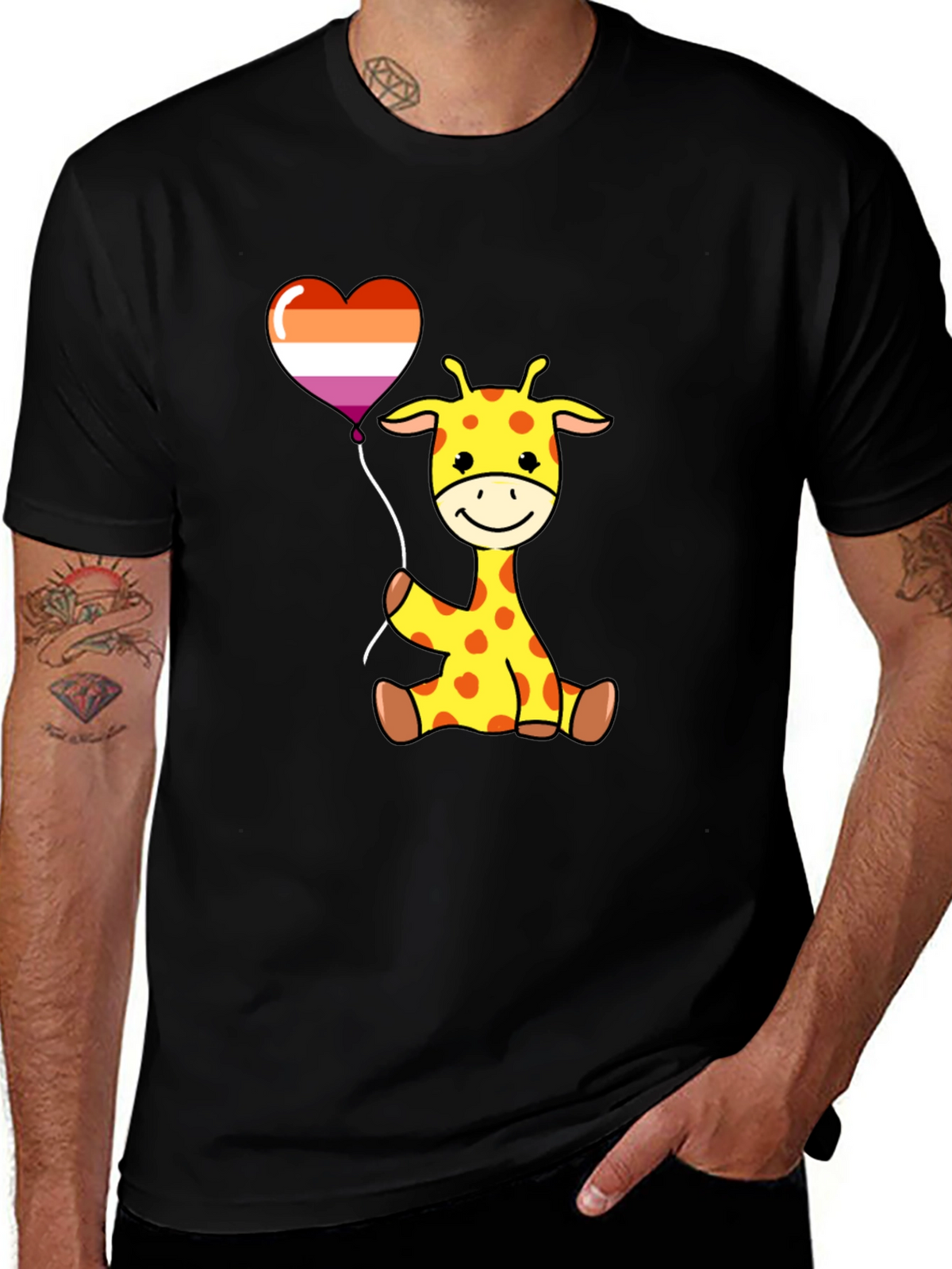Giraffe Lesbian Pride Heart Balloon T-Shirt