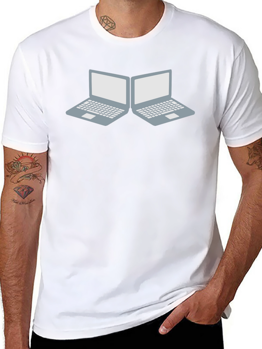 Laptop Duo Graphic Tee - Tech Enthusiast Style