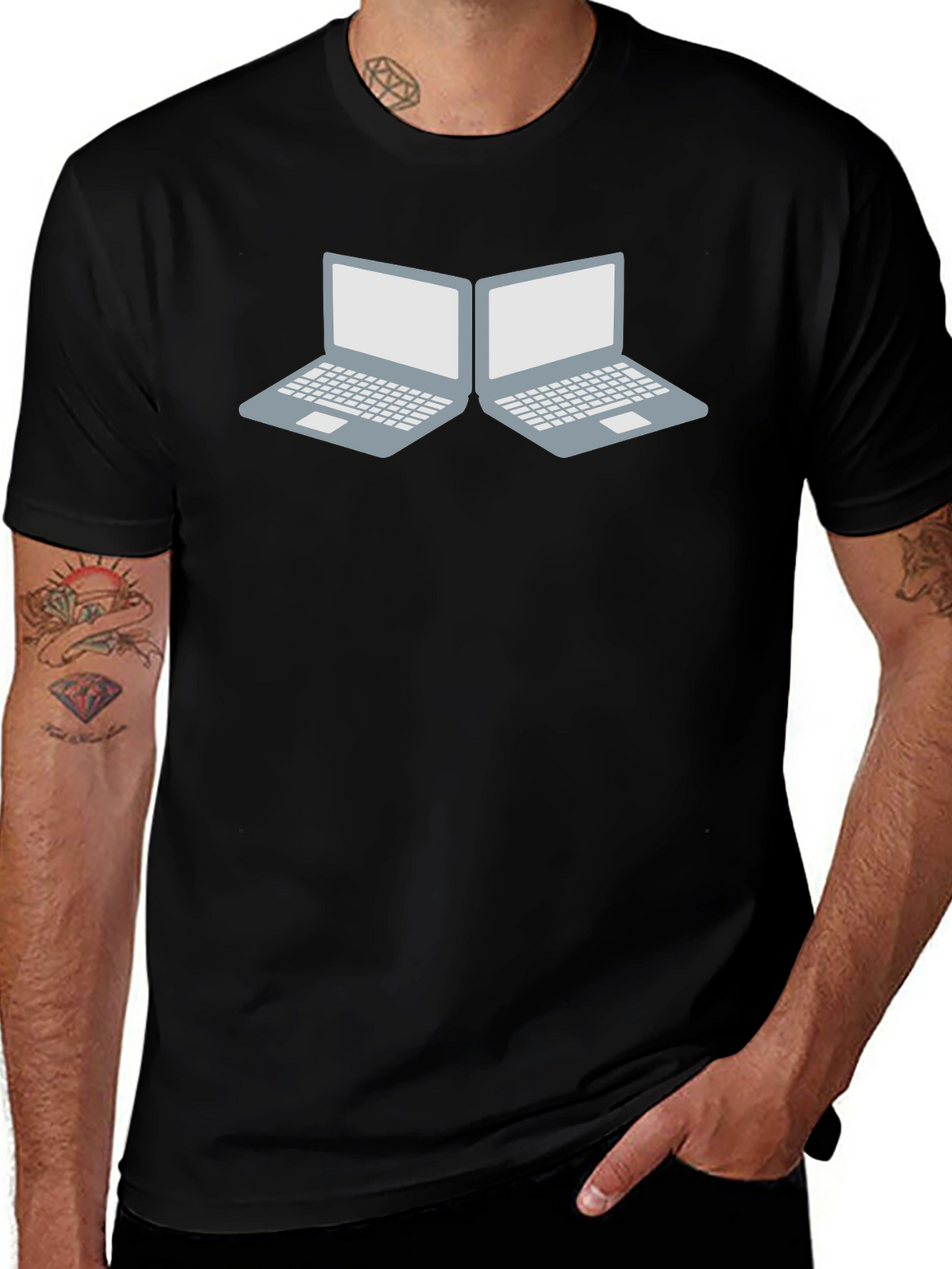 Laptop Duo Graphic Tee - Tech Enthusiast Style