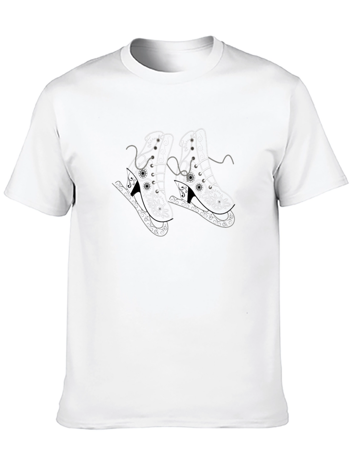 Black T-Shirt with Ice Skate Design
